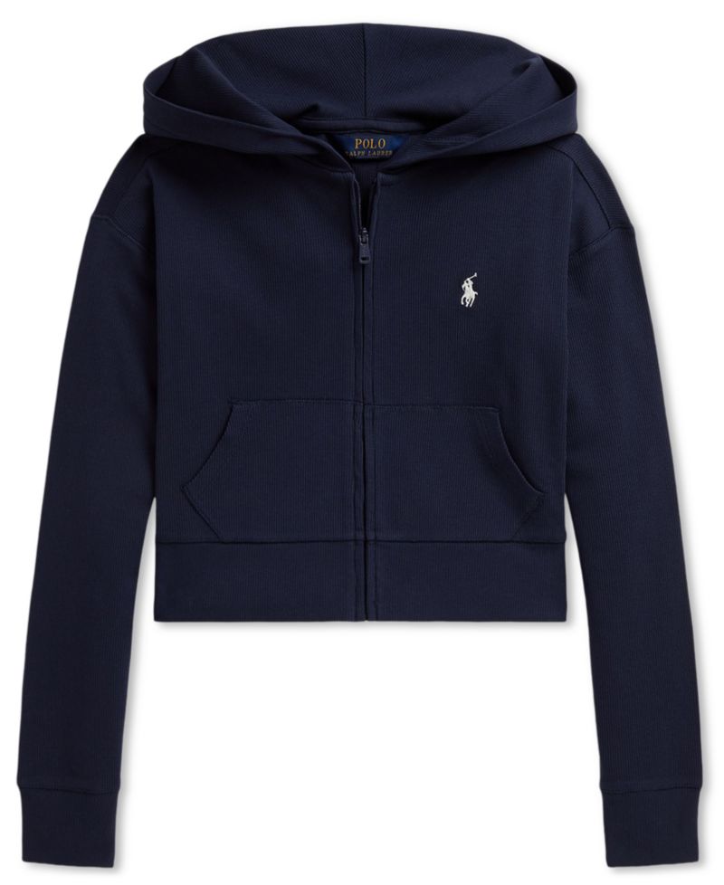 Girls' 7-16 Ribbed Boxy Full-Zip Hoodie