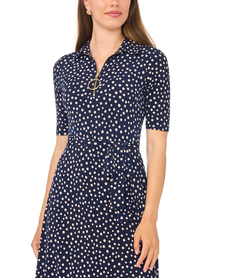 Women's V-Neck Collar and Trim Midi Dress