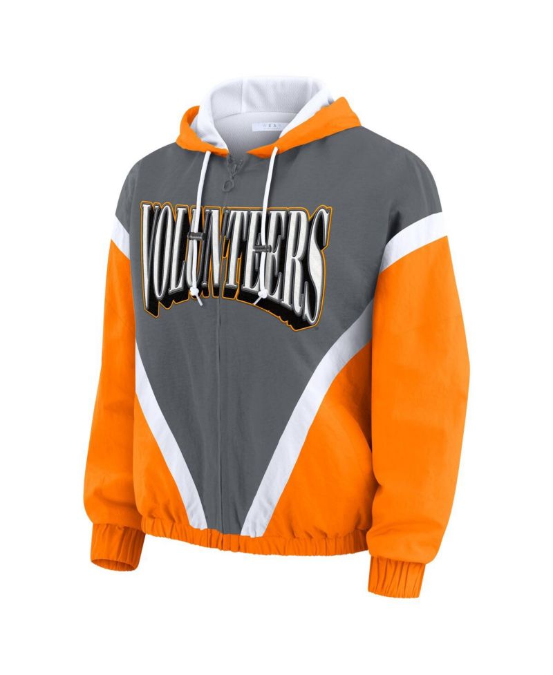Women's Tennessee Orange/Gray Tennessee Volunteers Color Block Full-Zip Hoodie Windbreaker Jacket