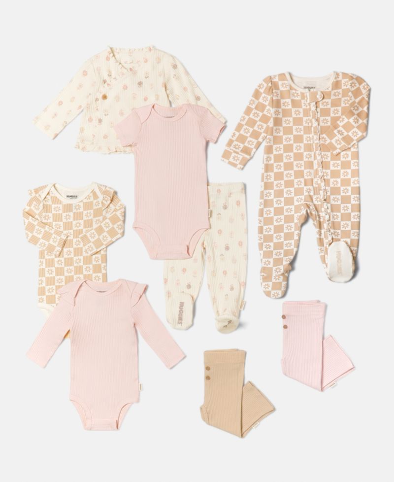 Baby Girls' Crewneck Bodysuits, 2-Pack Set