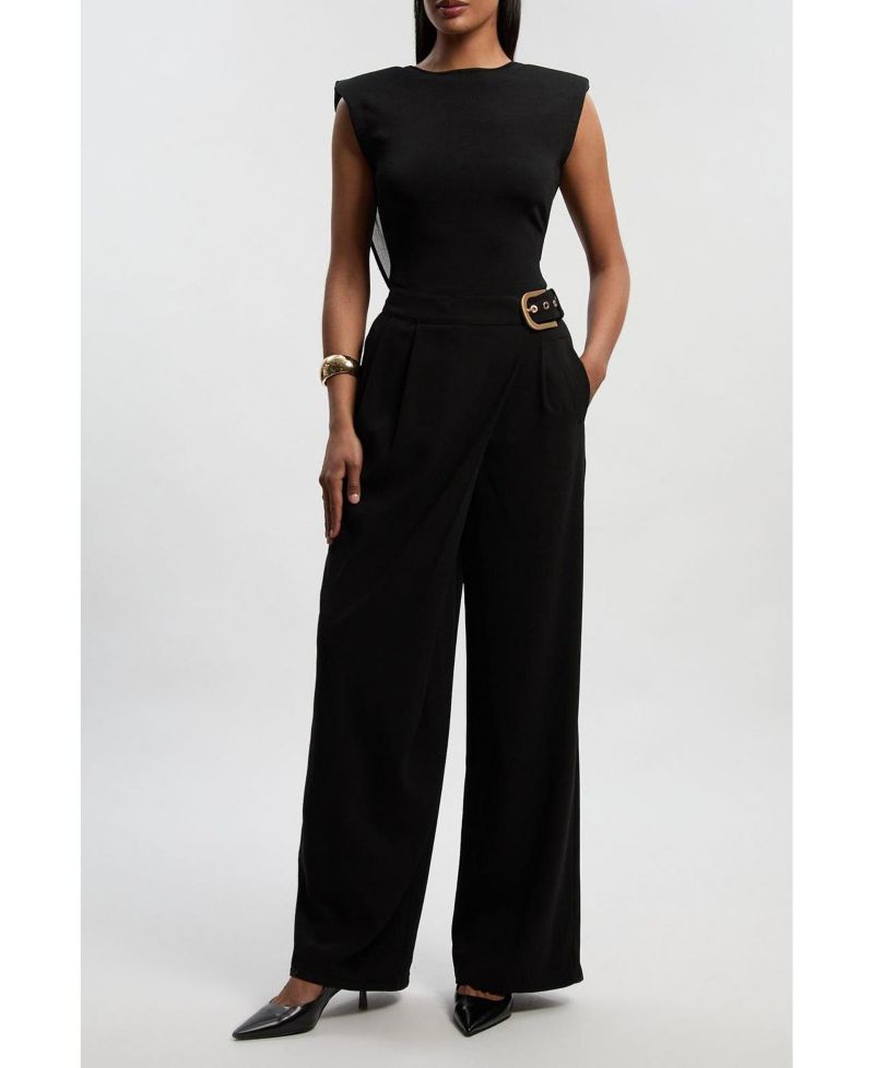Women's Tailored Crepe Buckle Trousers