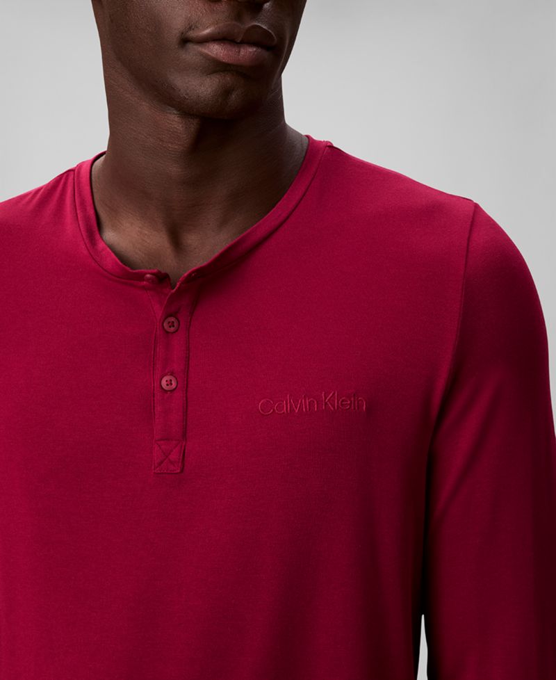 Men's Henley Neck Sleep Top
