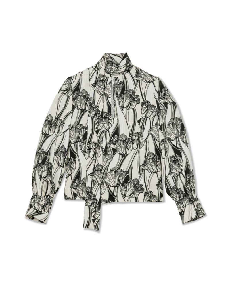 Women's Kennedy Floral-Print Balloon-Sleeve Tie-Neck Blouse