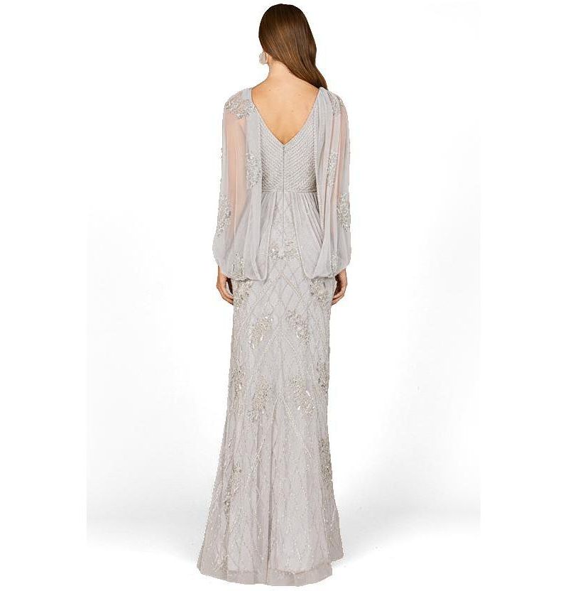 Women's Beaded Cape Sleeve Dress