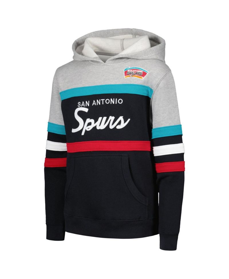 Big Boys Gray, Black San Antonio Spurs Hardwood Classics Head Coach Pullover Hoodie