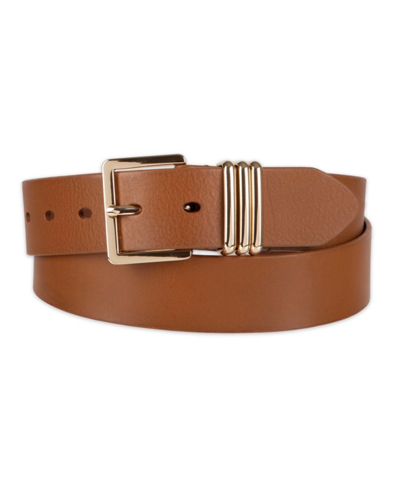 Women's Triple-Metal Strap Keeper Casual Leather Belt