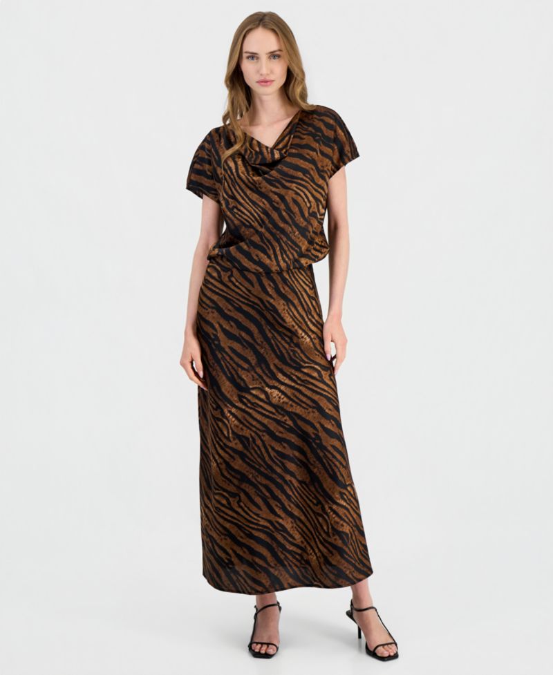 Women's Animal-Print A-Line Midi Skirt
