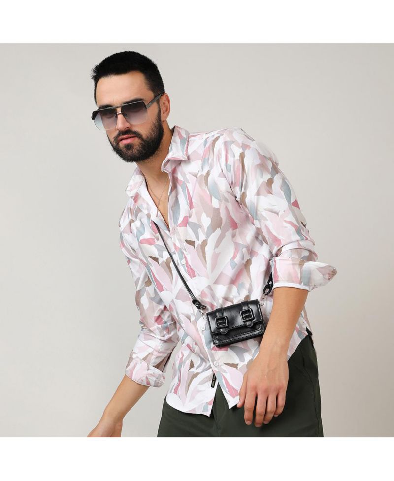 Men's Nude Pink & Ivory White Petal Block Shirt