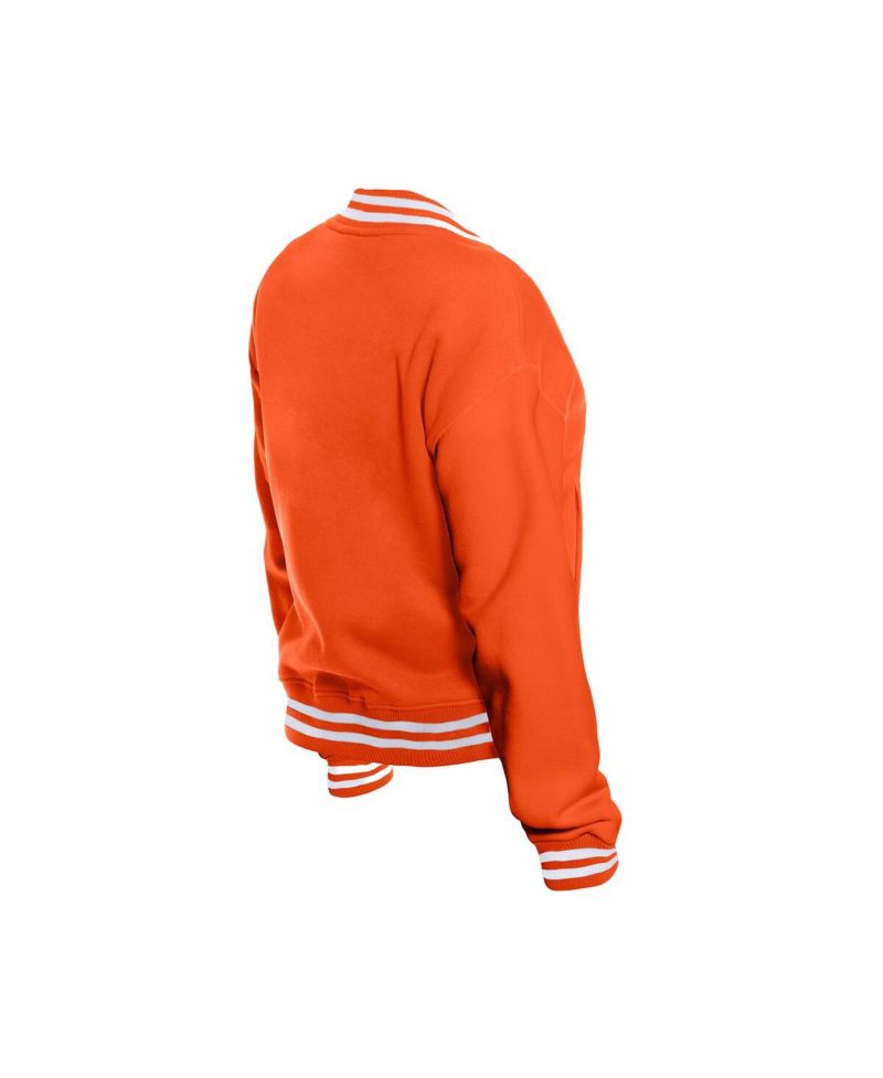 Women's Orange WNBA Throwback Varsity Fleece Full-Snap Jacket