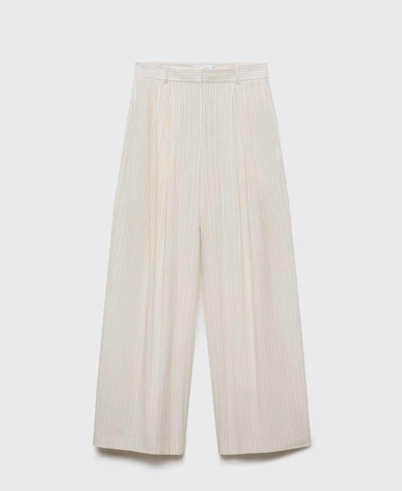 Women's Striped Wide Leg Cotton Pants