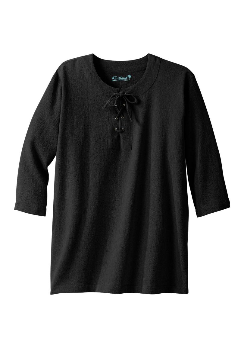 Men's Gauze Lace-Up Shirt