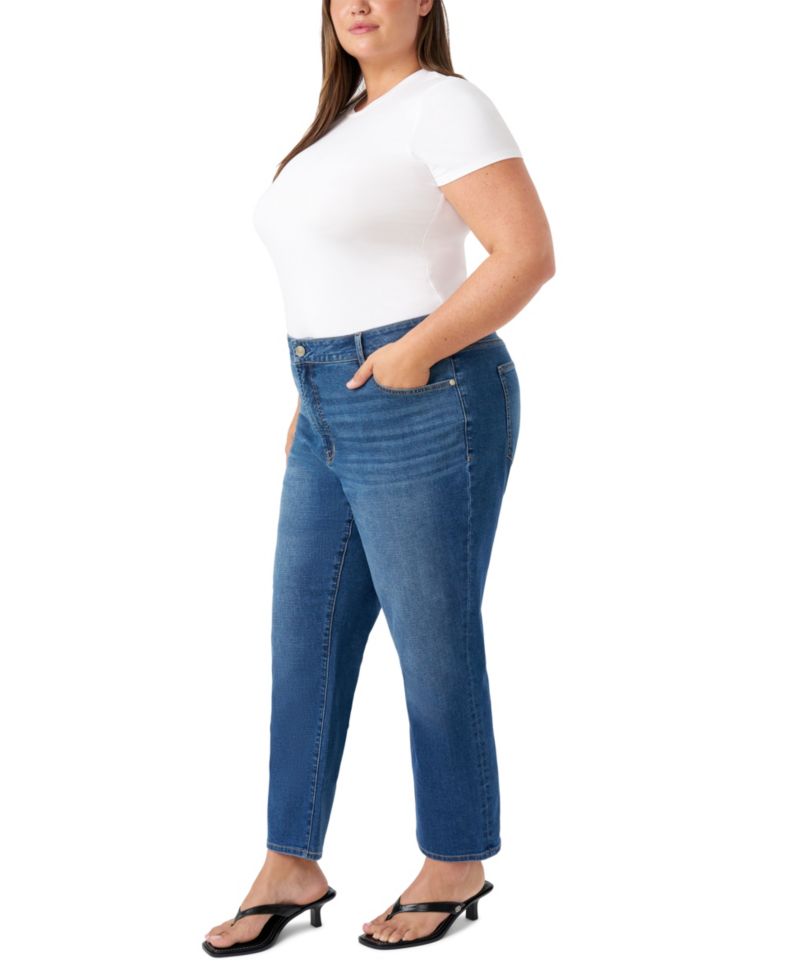 Plus Size Vintage Straight Ankle Jeans