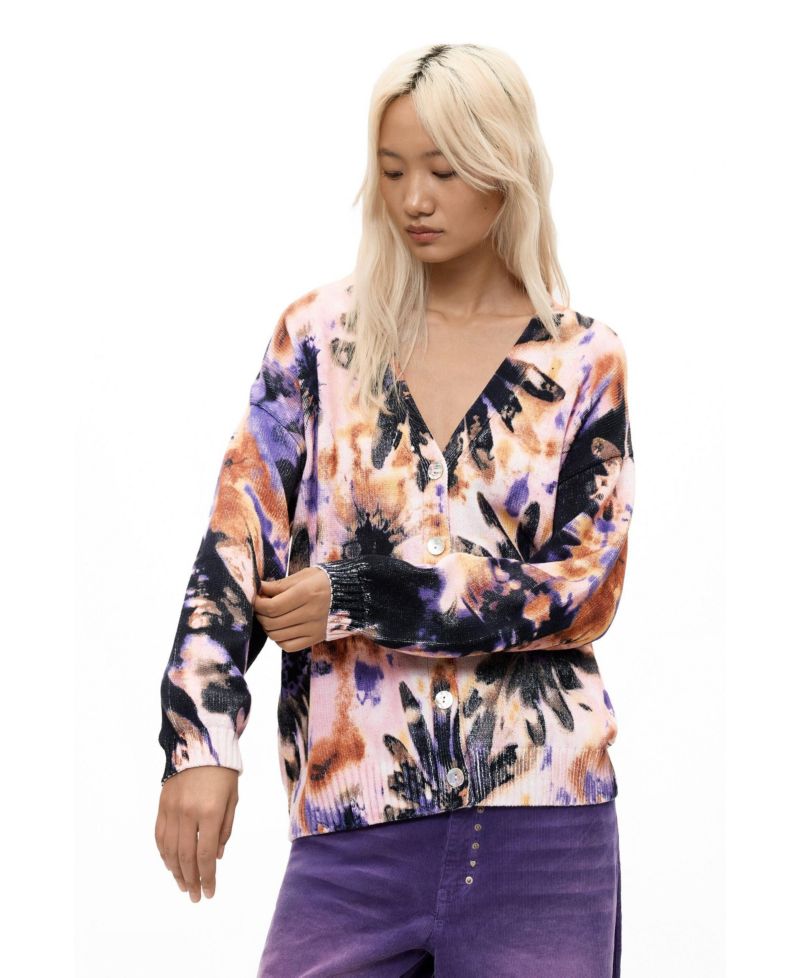 Women's Floral-Print V-Neck Cardigan
