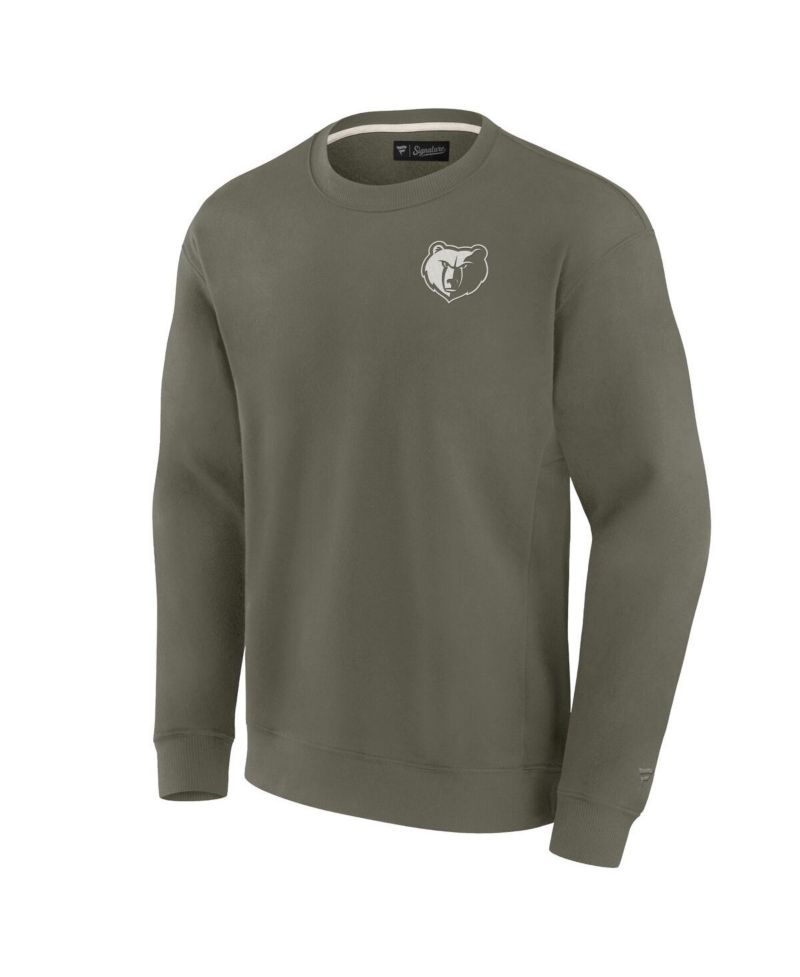 Men's and Women's Olive Memphis Grizzlies Super Soft Pullover Crew Sweatshirt