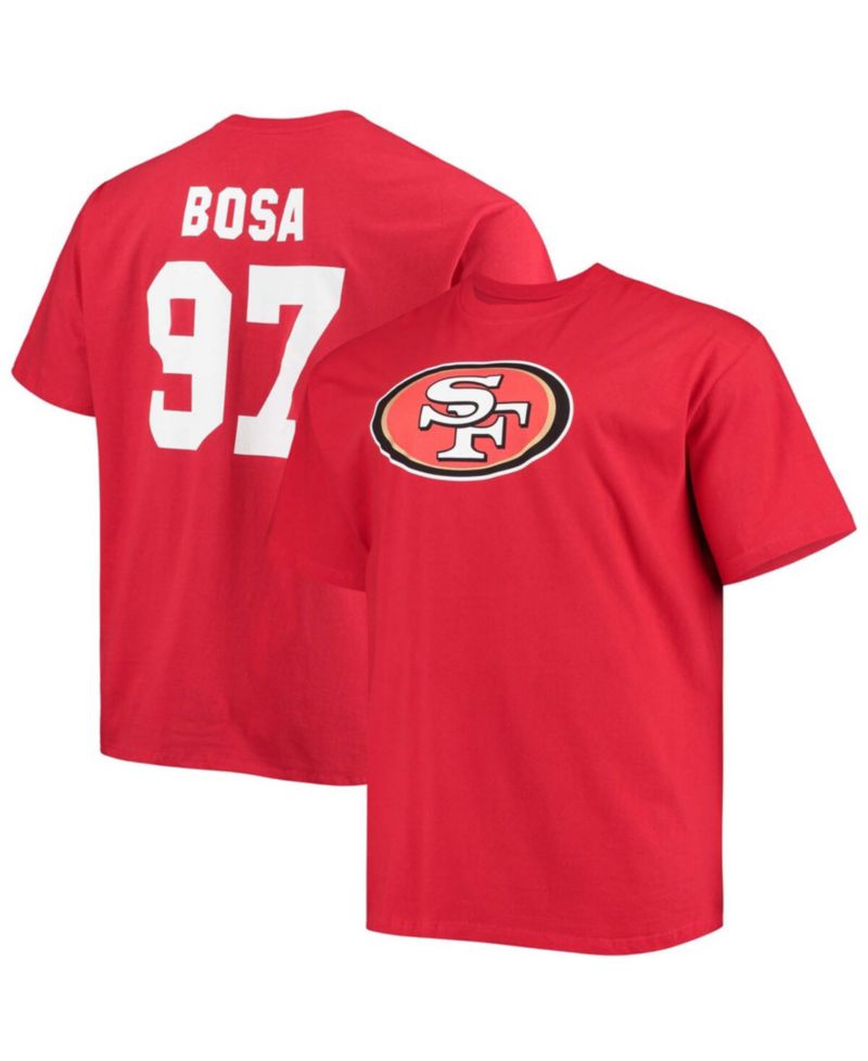 Men's Big and Tall Nick Bosa Scarlet San Francisco 49Ers Player Name & Number T-shirt