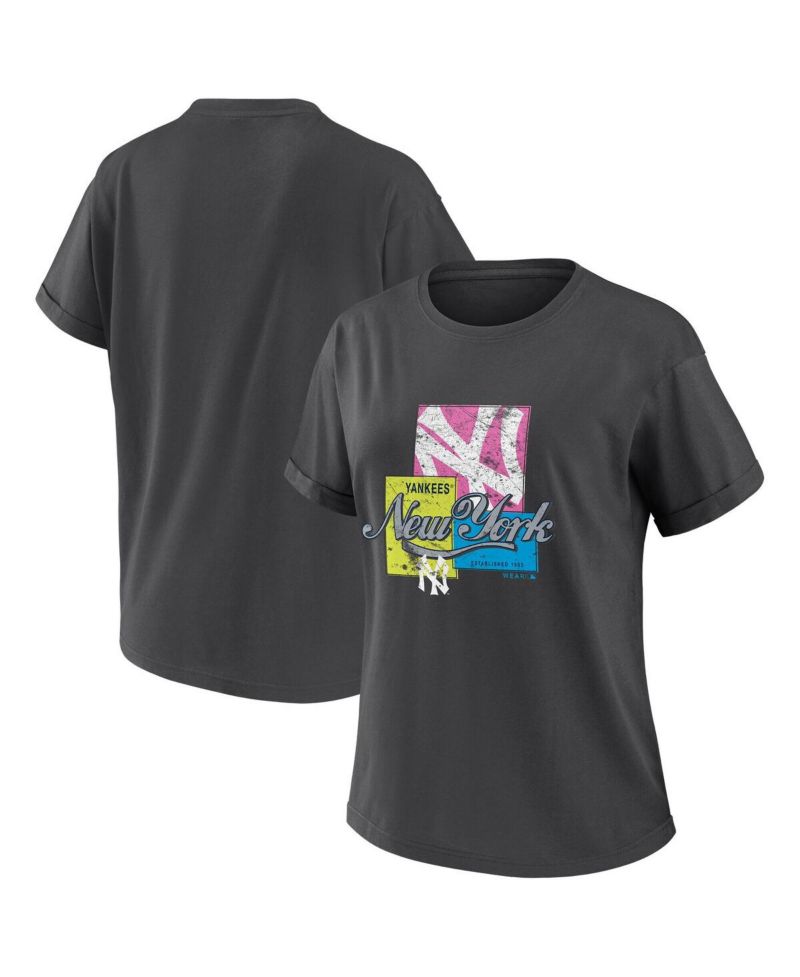 Women's Charcoal New York Yankees Domestic Box Color Boyfriend T-Shirt