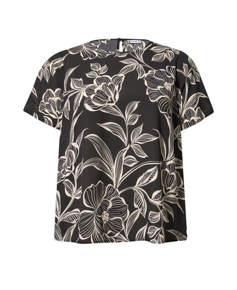 Plus Size Abbey Floral-Print Georgette Scoop Neck Blouse