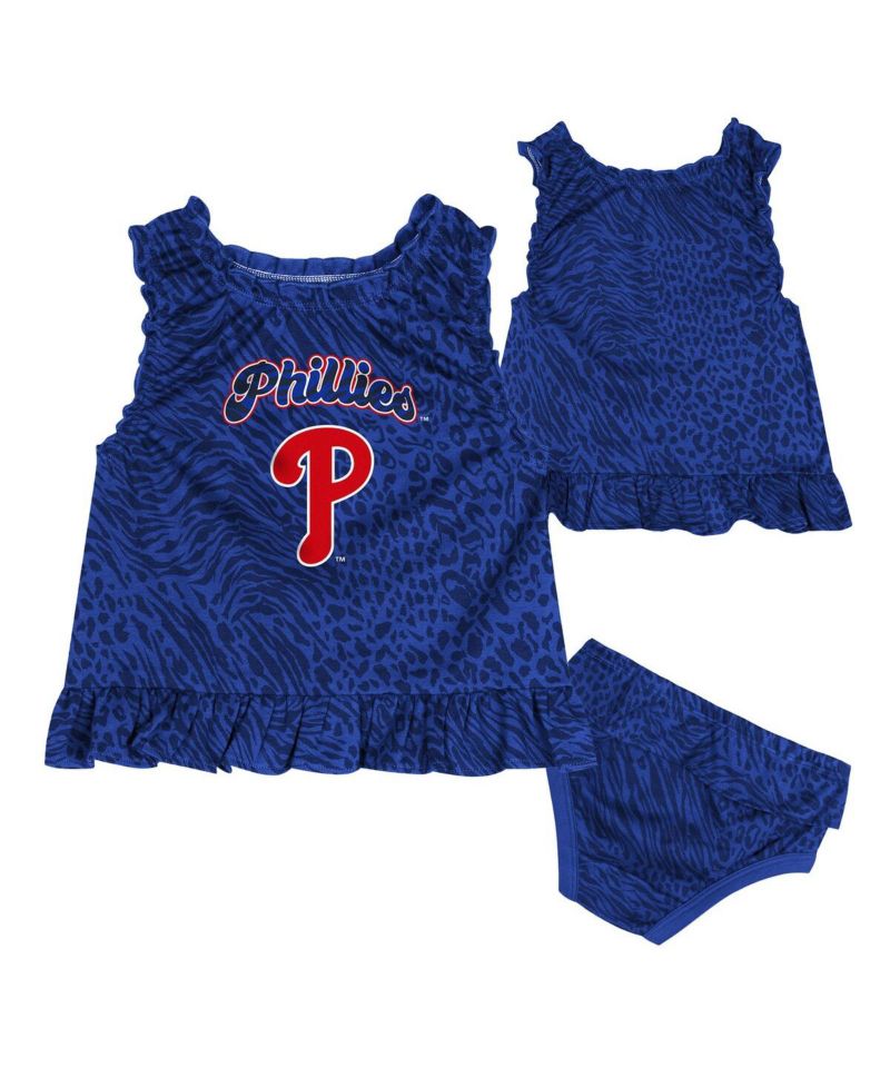 Baby Boys and Girls 2-Piece Blue Philadelphia Phillies Playground Dress and Bloomers Set