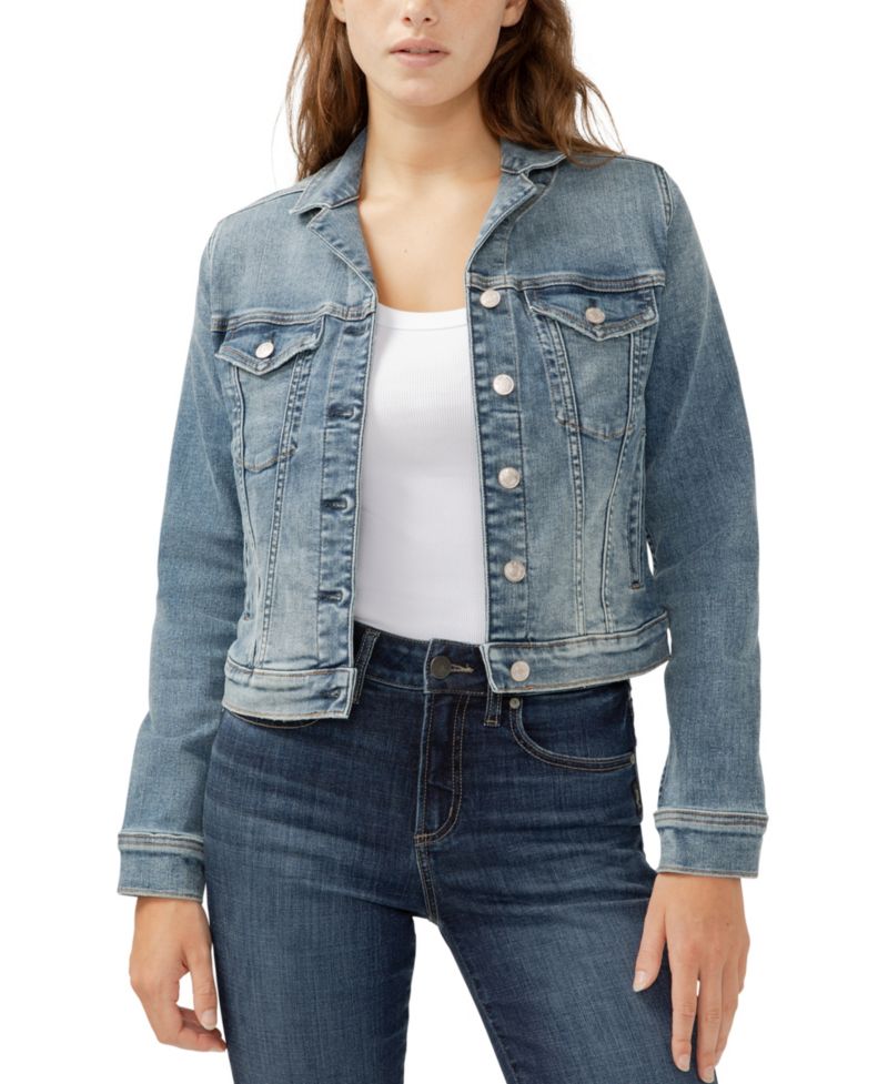 Women's Notched Crop Jean Jacket