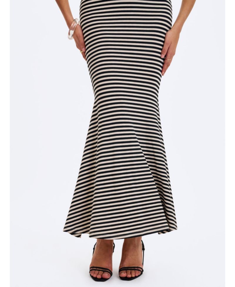 Women's Hannah Striped Plunging-Halter Mermaid Maxi Dress