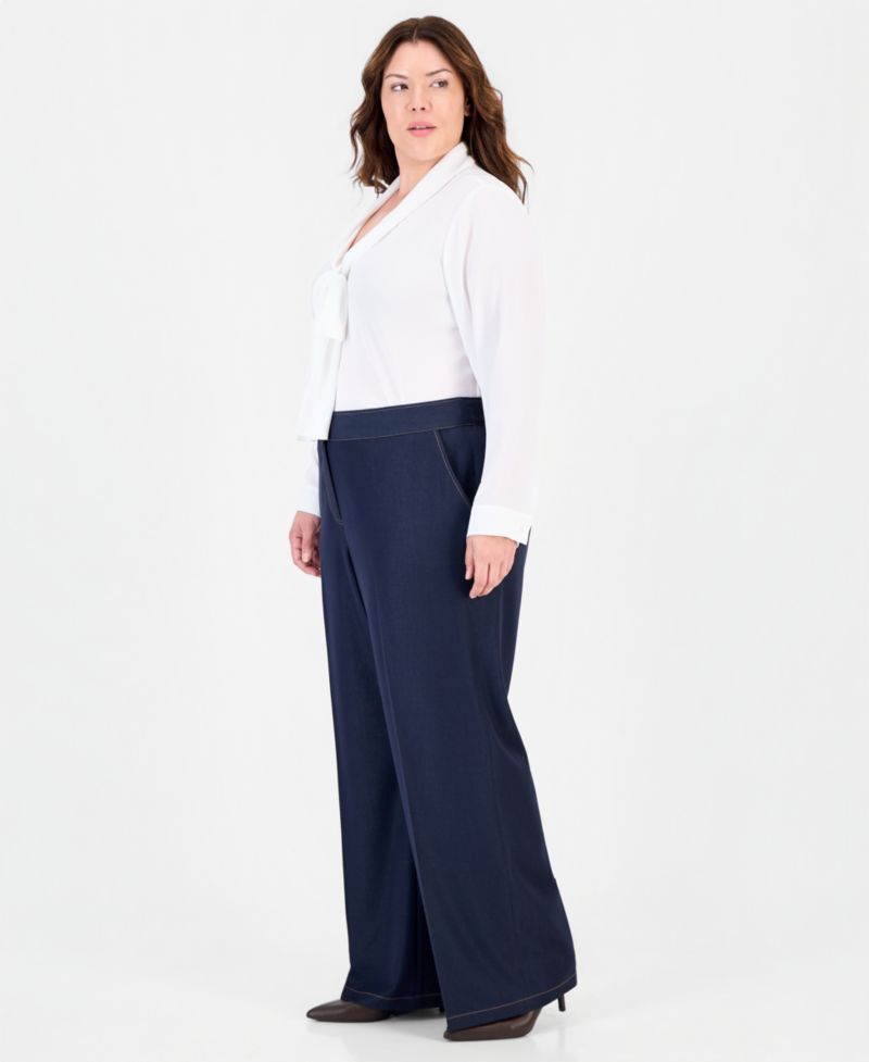 Plus Size Wide-Leg Mid-Rise Pants