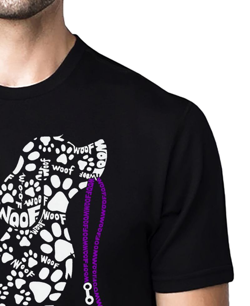 Men's Dog Leash Word Art Cotton and Polyester Blend T-Shirt