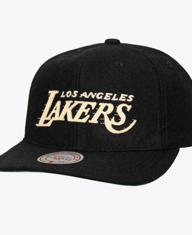 Men's Black Los Angeles Lakers Hardwood Classics Retro Roots Vintage Adjustable Hat