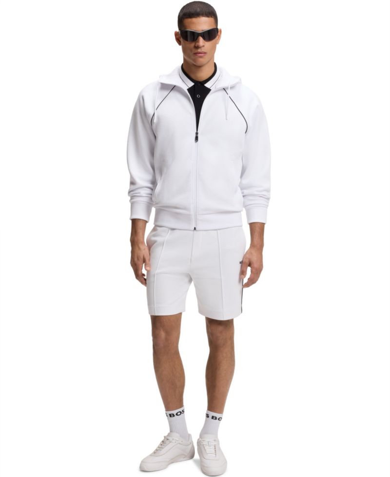 Men's Cotton-Blend Piping Detail Zip-Up Hoodie