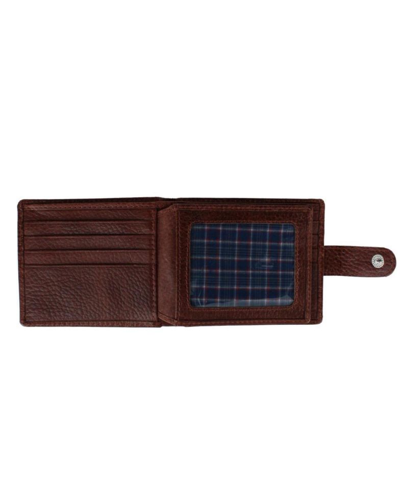 Men's Parker Pebbled Leather Bi-Fold Wallet with ID Window and Fastener