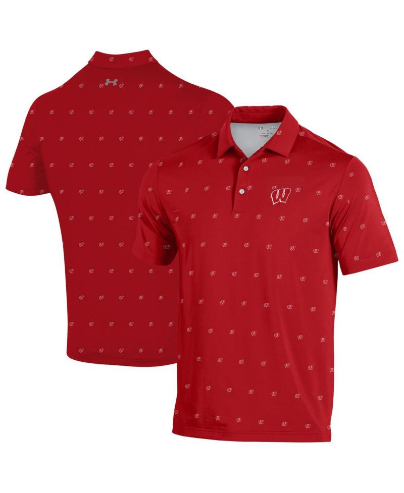 Men's Red Wisconsin Badgers Gameday ArmourFuse Polo Shirt