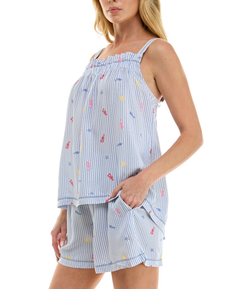 Women's Printed Top and Mid-Rise Shorts, 2-Piece Set