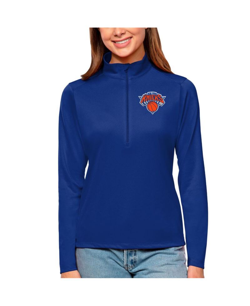 Women's Blue New York Knicks Tribute Half-Zip Top