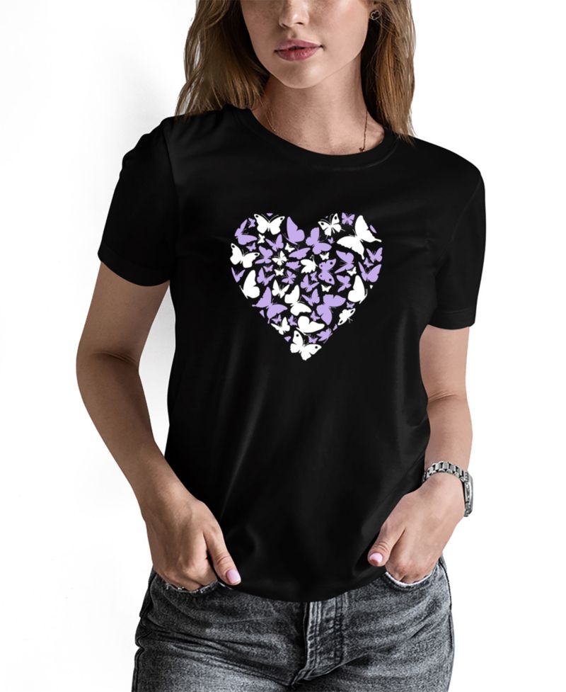 Women's Butterfly Heart Word Art Long-Sleeve T-Shirt