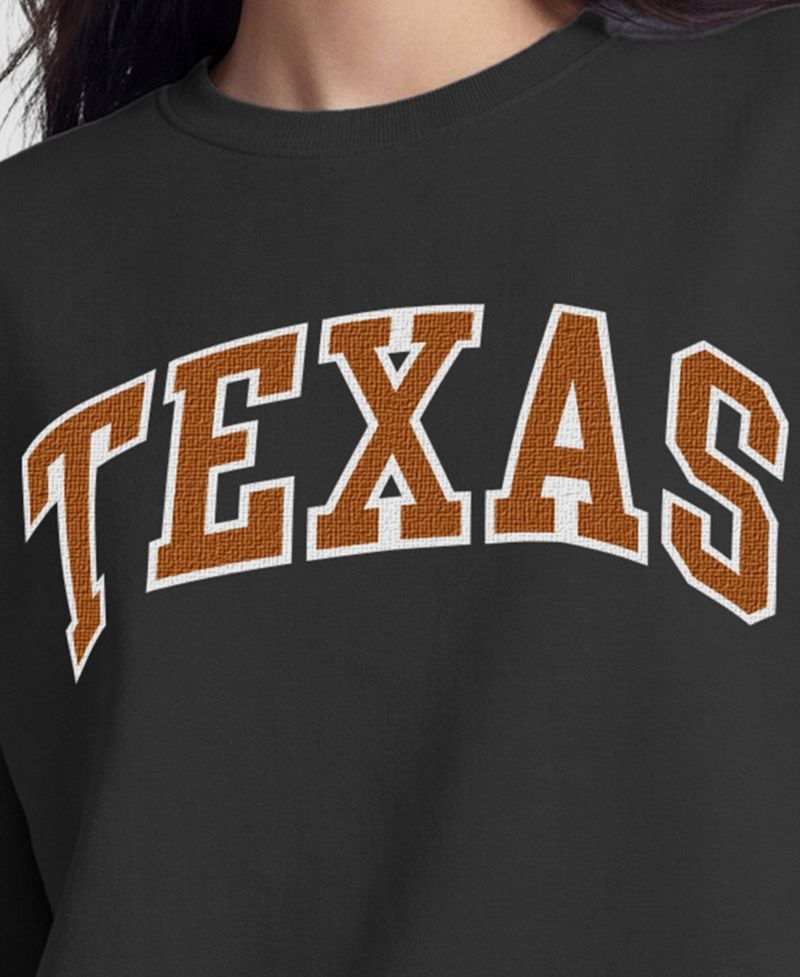 Women's Black Texas Longhorns Fleece Crew Sweatshirt