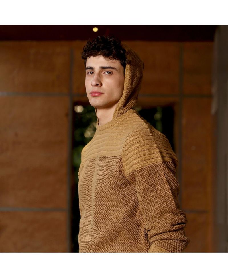 Men's Men's Hive-Jacquard Knit Hooded Sweater