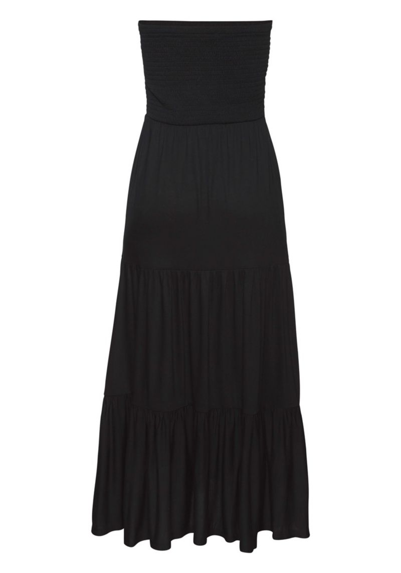 Women's Viscose Printed Convertible Tiered Smocked Bandeau Midi Dress