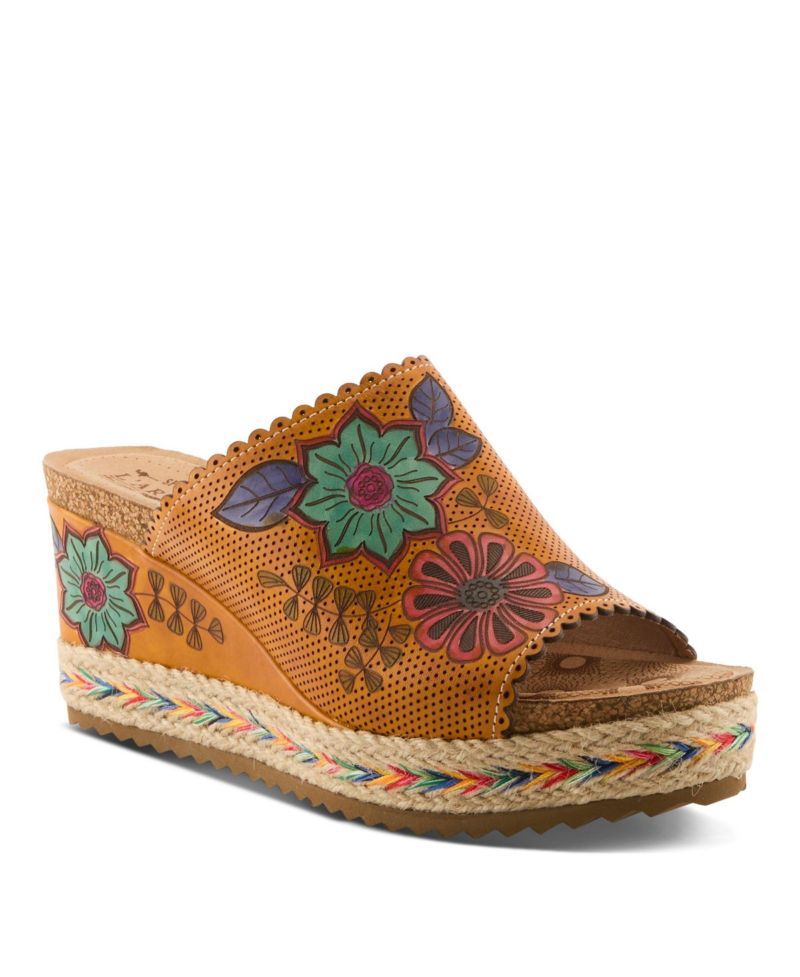 L`Artiste Women’s Delraybeach Wedge Sandal with Hand-painted Comfort Design