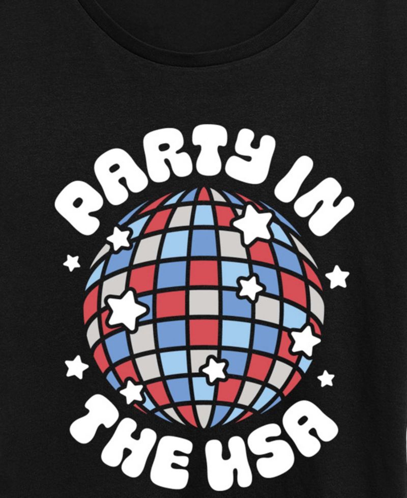 Plus Size Instant Message Party in the USA Disco Ball Short-Sleeve Graphic T-Shirt
