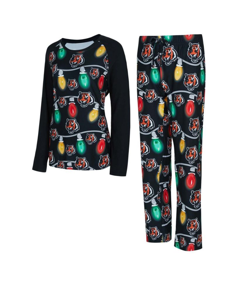 Women's Cincinnati Bengals Garland Knit Raglan Long Sleeve T-Shirt and Pants Set