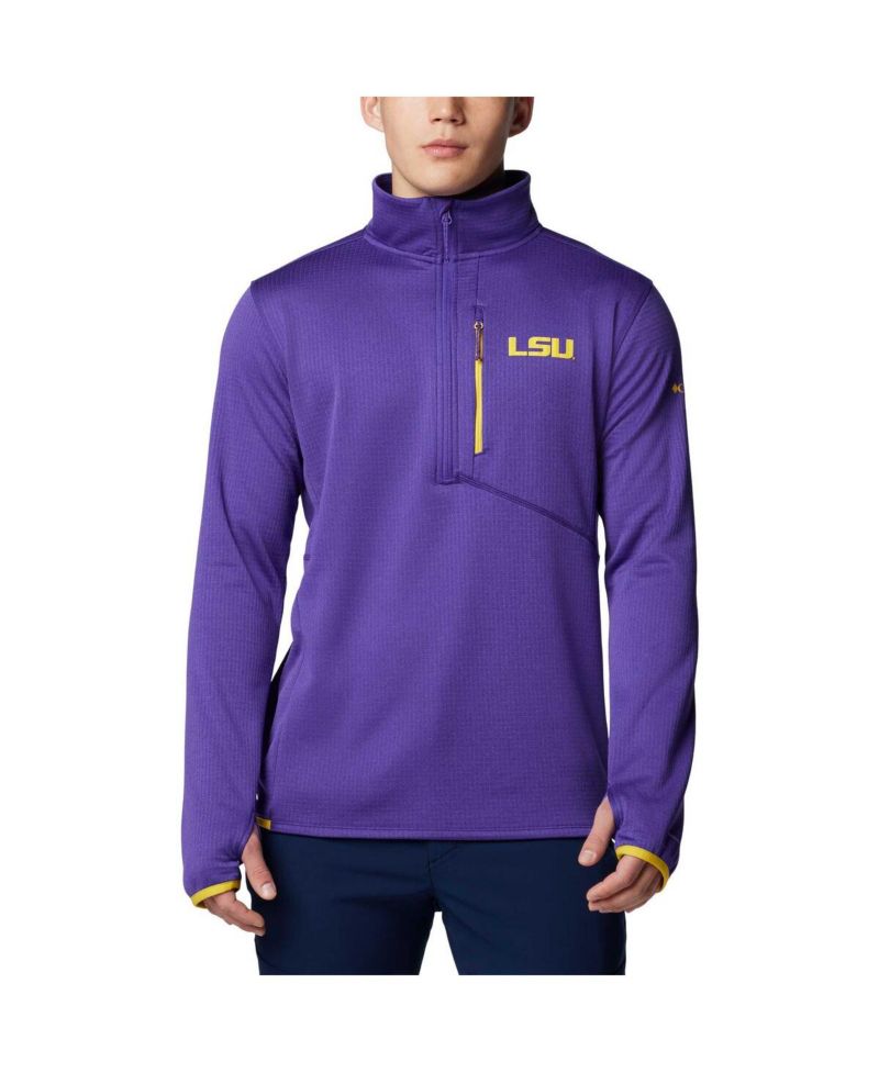 Men's Purple LSU Tigers Park View Grid Fleece Omni-Wick Half-Zip Jacket