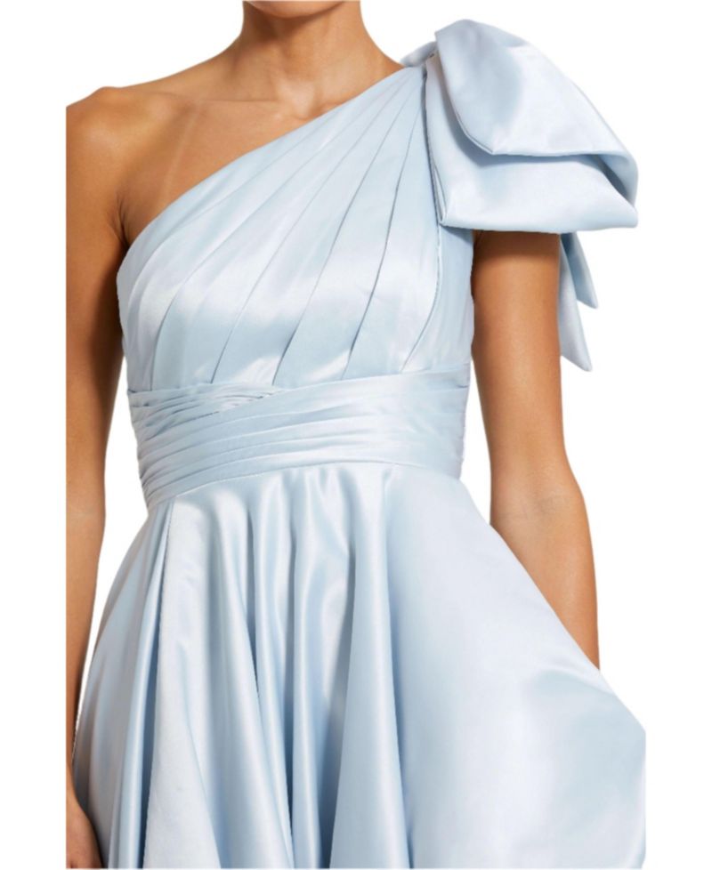 Women's Satin One Shoulder Bow Gown