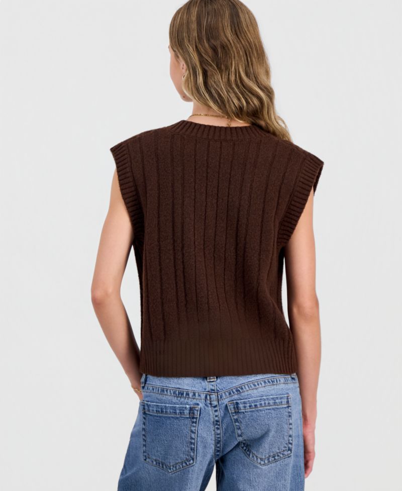 Juniors' Cable-Knit Sweater Vest