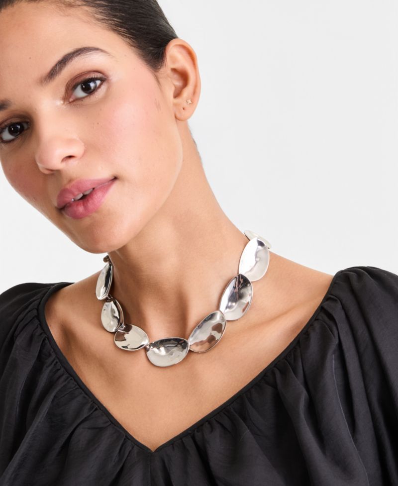 Sculptural Disc Collar Necklace, 16" + 3" extender