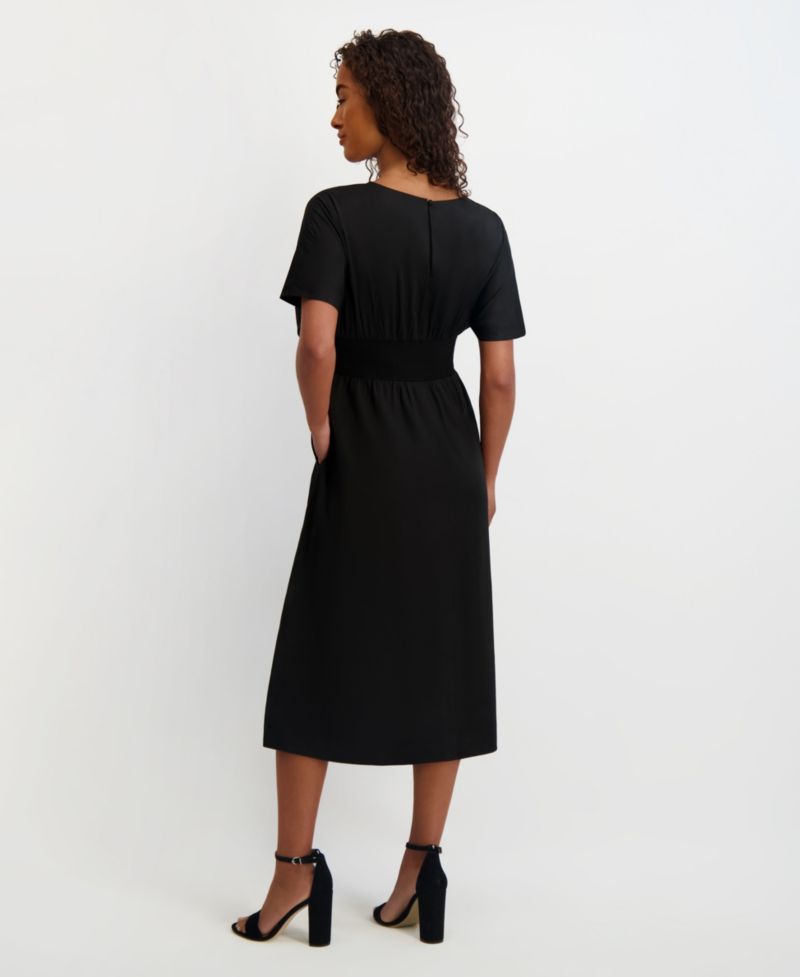 Women's Dolman-Sleeve Cinched-Waist Midi Dress