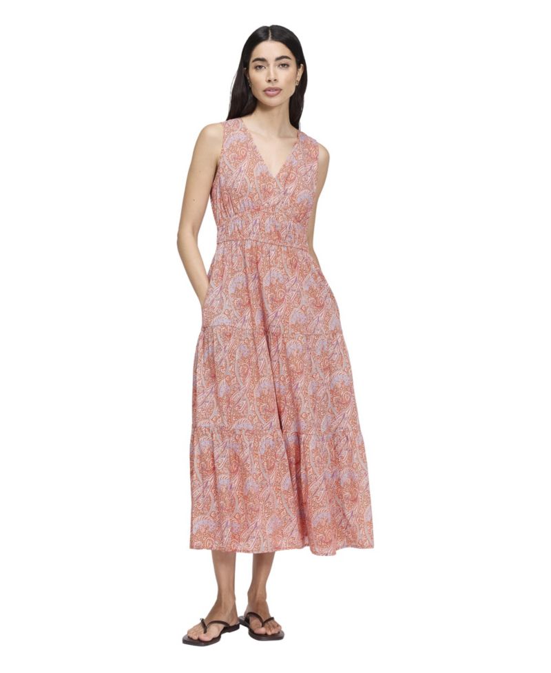 Women's Shannon Paisley Tiered V-Neck Midi Dress