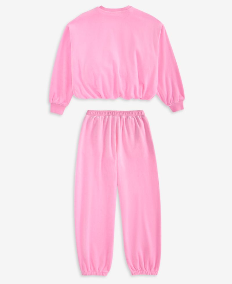 Girls' XS-XL Crewneck Velour Sweatshirt and Jogger Pants, 2-Piece Set