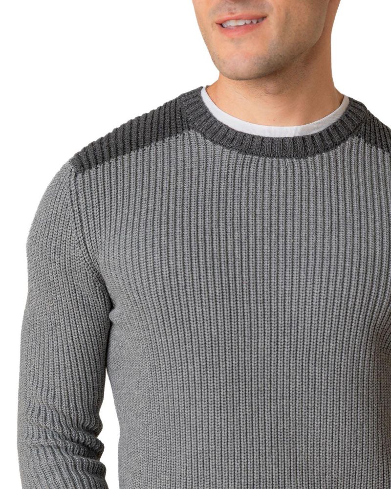 Men's Hope and Henry Organic Crew Neck Shoulder Detail Sweater