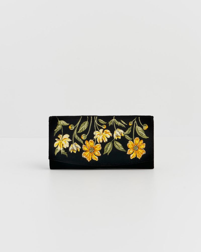 Botanical Velvet Embroidered Purse Large
