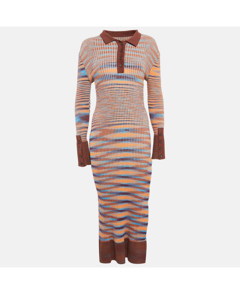 Women's Brown Rib Knit La Robe Zucca Midi Dress