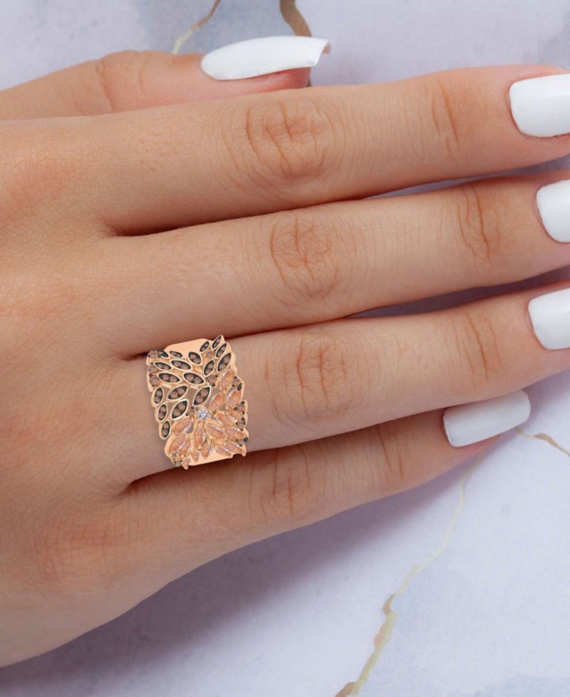 Morganite Blossom (1.02 ct. t.w.) & Cubic Zirconia (0.73 ct. t.w.) Ring in 14k Rose Gold Over Sterling Silver